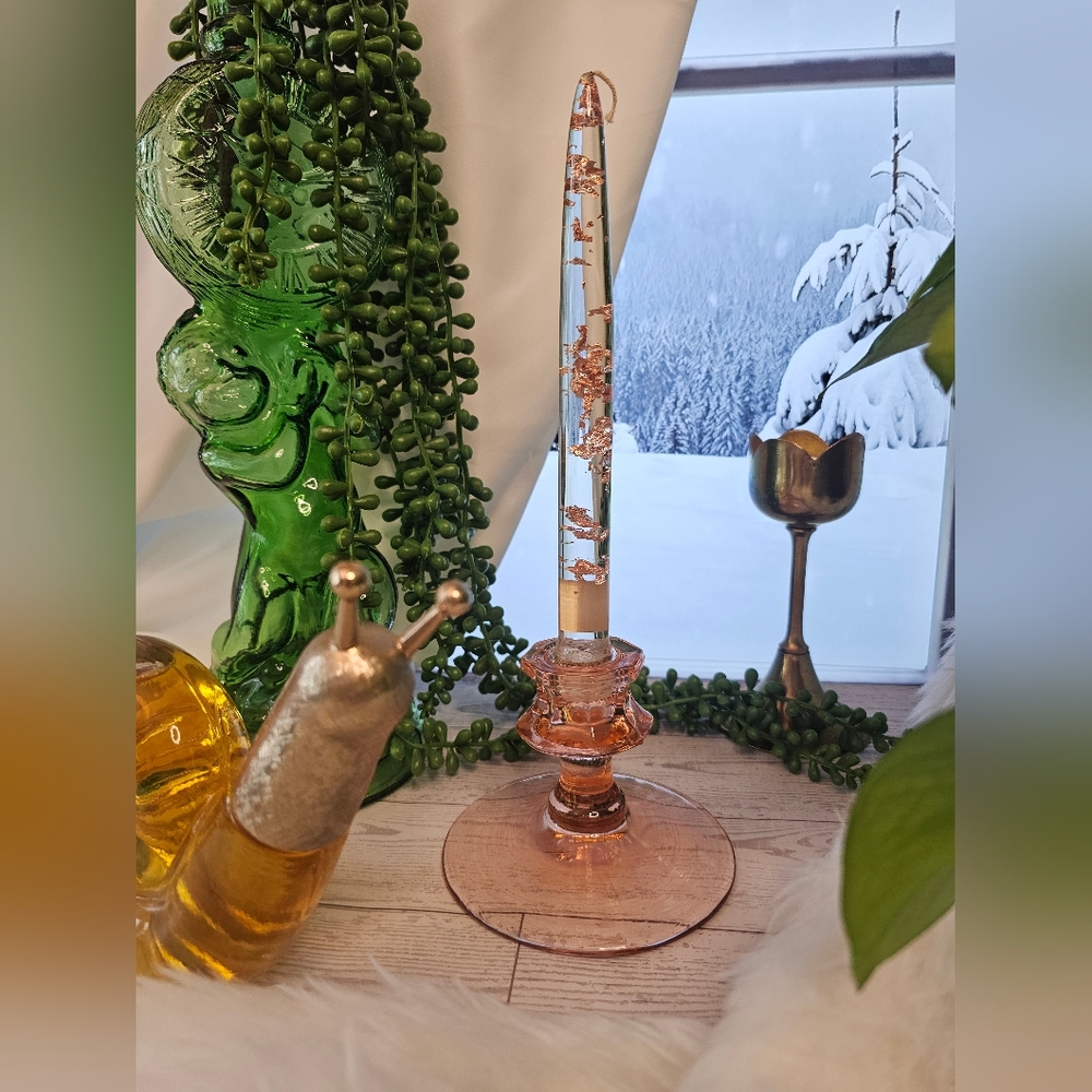 Vintage Antique Pink Depression Glass Candle Stick Holder